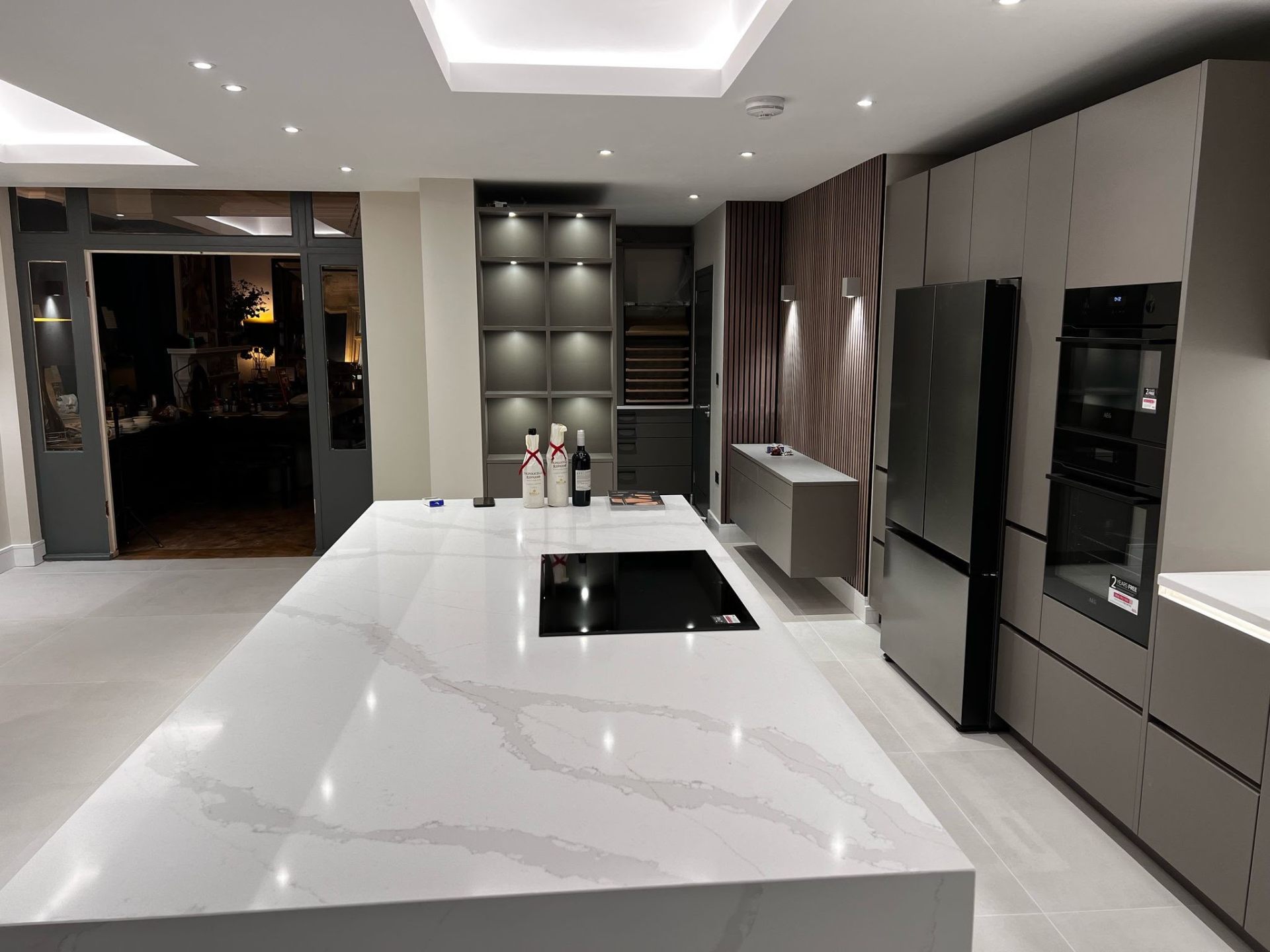 Modern kitchen extension with island and marble worktop