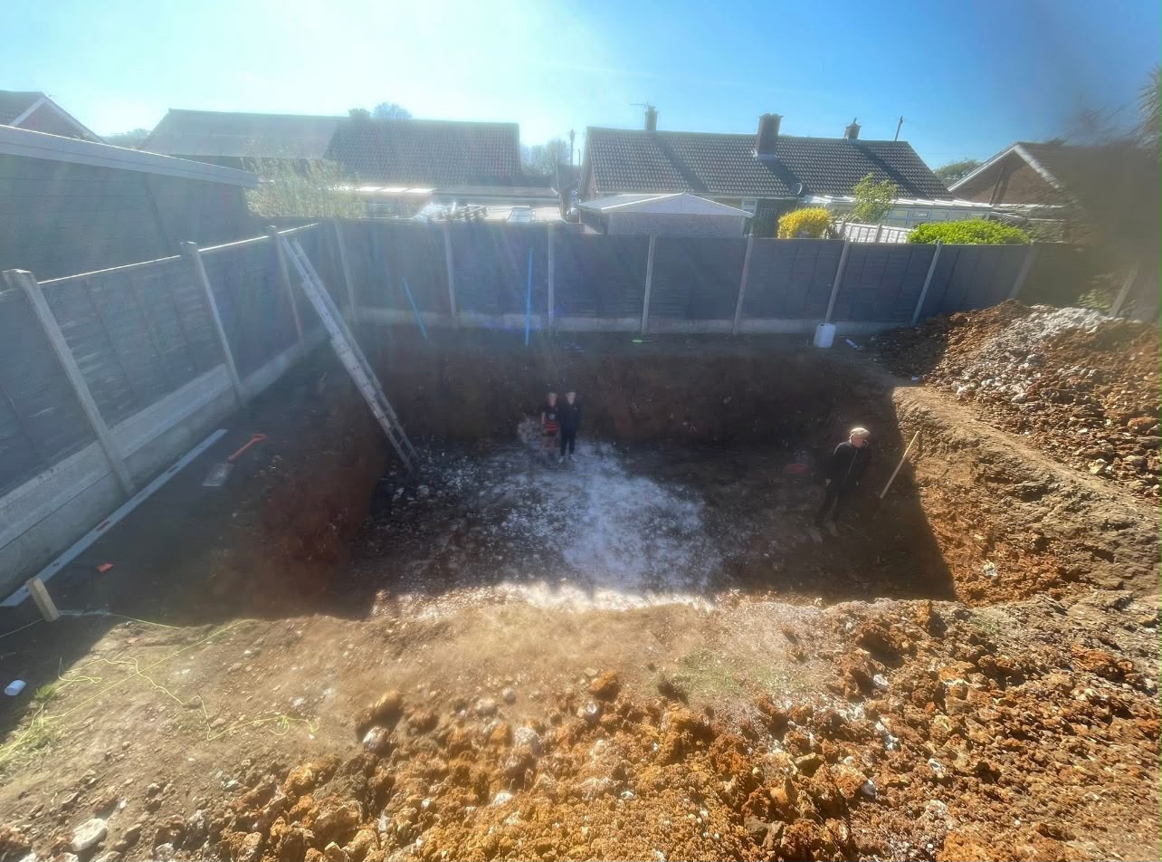 Deep foundation excavation for basement or extension
