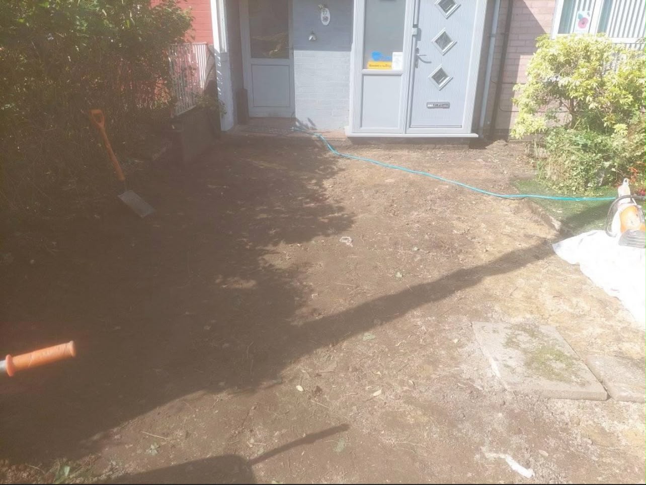 Front garden cleared and prepared for new block paving driveway